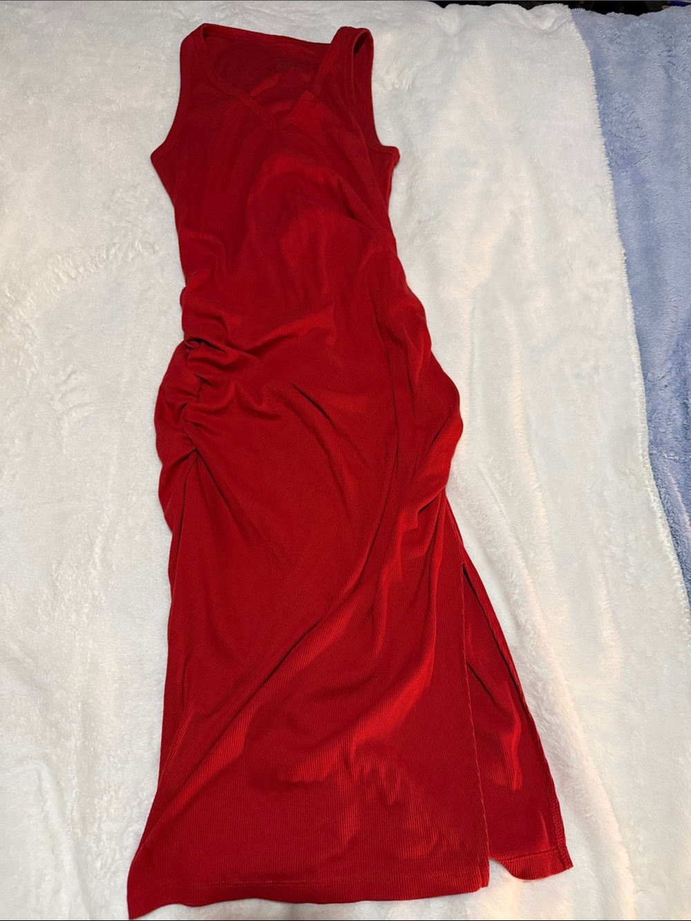 a new day Red Sleeveless Ruched Maxi Dress